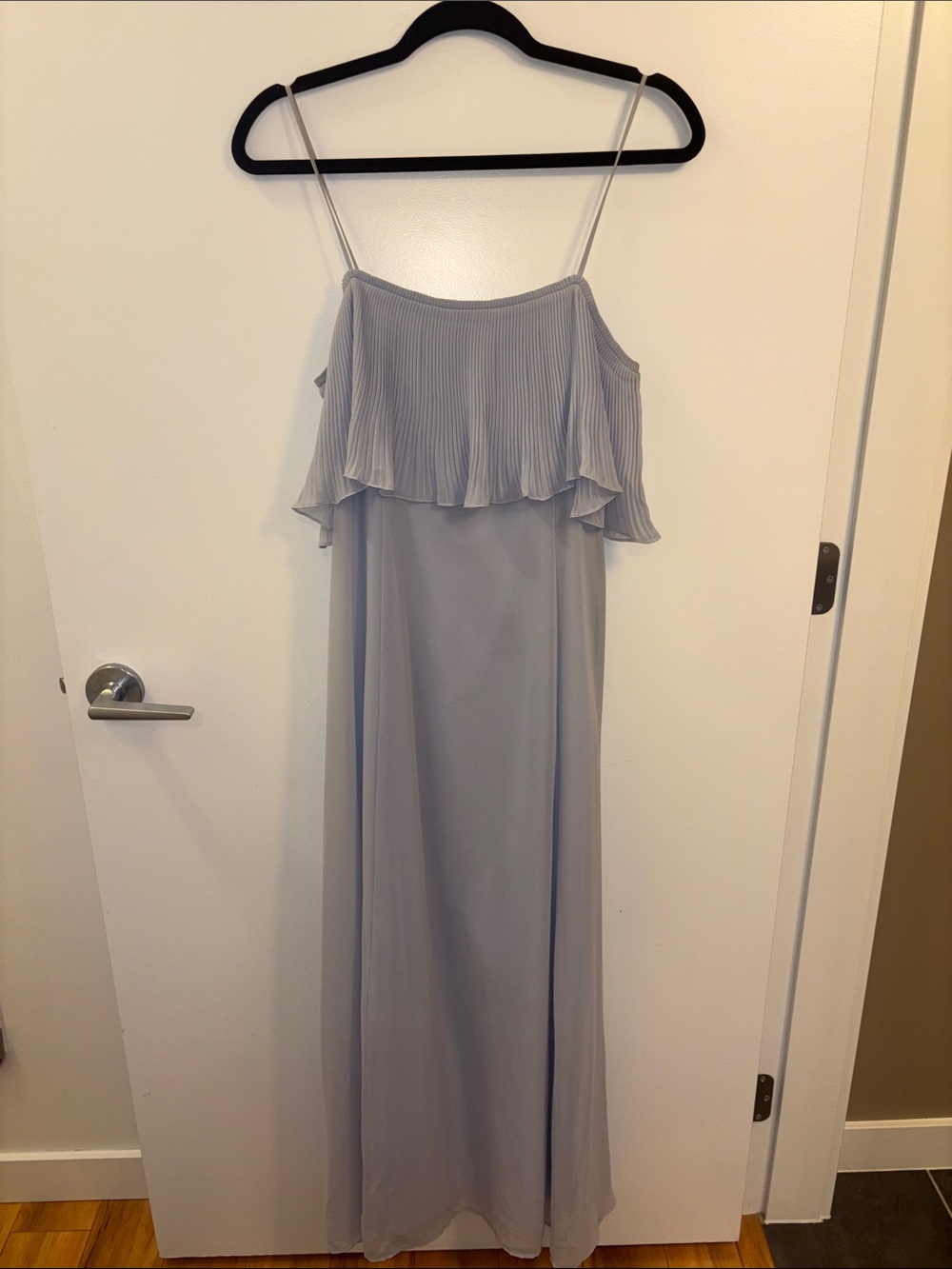 Club Monaco Light Blue Pleated Ruffle Maxi Dress
